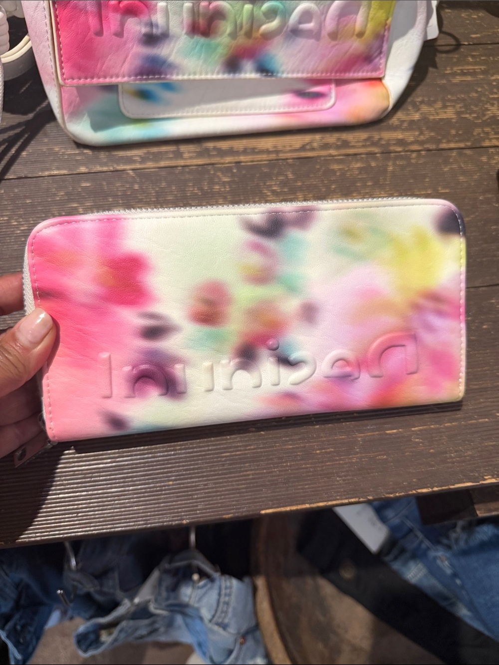 Desigual Pastel Multicolor Zip Wallet - Pink, Mint, Yellow, Lavender